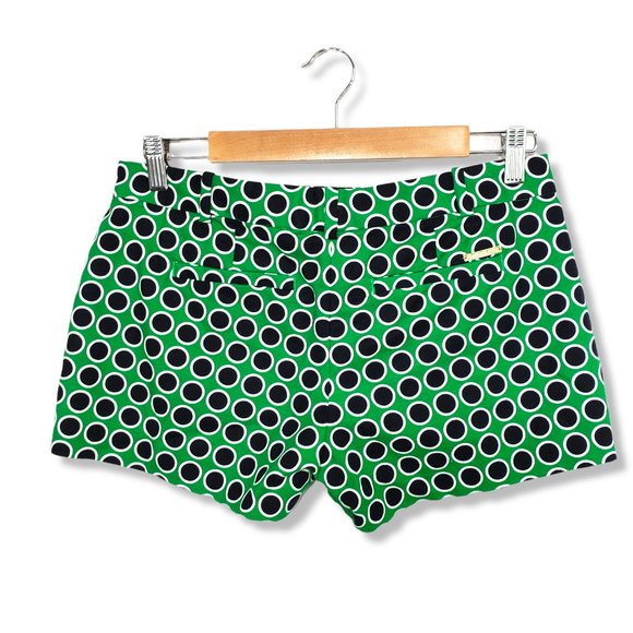 Michael Michael Kors Green, Black and White Circular Print Chino Shorts 4 - Picture 4 of 7